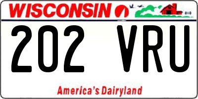 WI license plate 202VRU