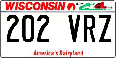 WI license plate 202VRZ