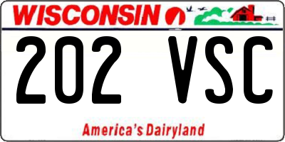 WI license plate 202VSC