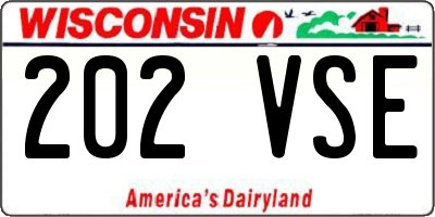WI license plate 202VSE