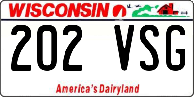 WI license plate 202VSG