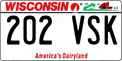 WI license plate 202VSK