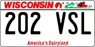 WI license plate 202VSL