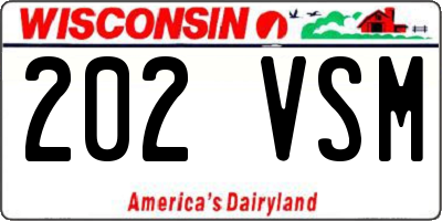 WI license plate 202VSM
