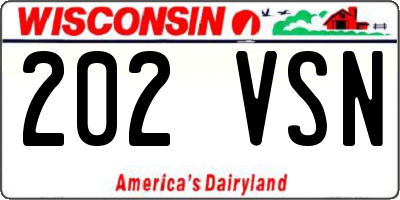 WI license plate 202VSN