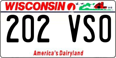 WI license plate 202VSO
