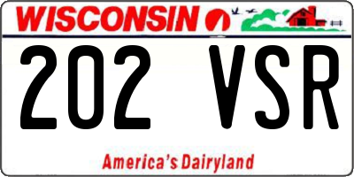 WI license plate 202VSR