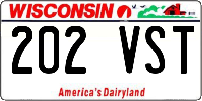 WI license plate 202VST