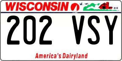 WI license plate 202VSY