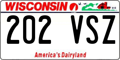 WI license plate 202VSZ