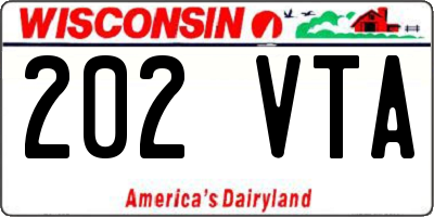 WI license plate 202VTA