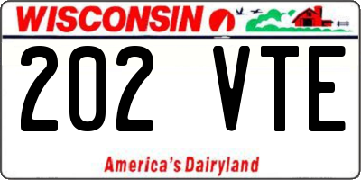 WI license plate 202VTE