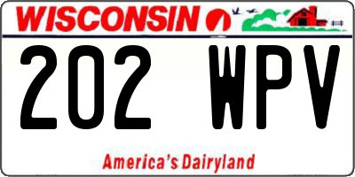 WI license plate 202WPV