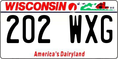 WI license plate 202WXG