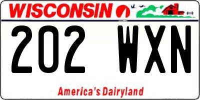 WI license plate 202WXN
