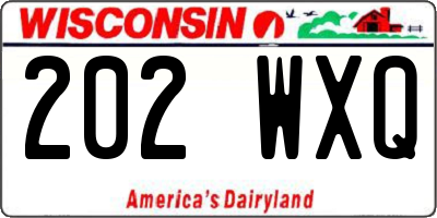 WI license plate 202WXQ
