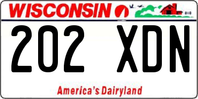 WI license plate 202XDN