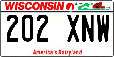 WI license plate 202XNW