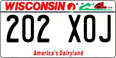 WI license plate 202XOJ