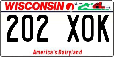 WI license plate 202XOK