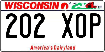 WI license plate 202XOP