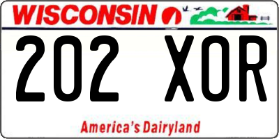 WI license plate 202XOR