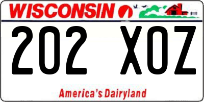 WI license plate 202XOZ