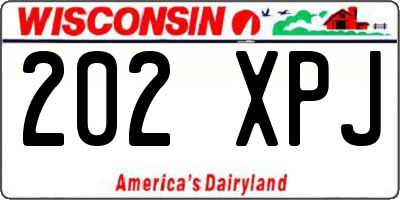WI license plate 202XPJ