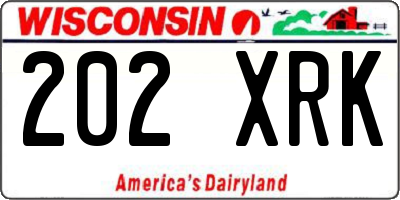 WI license plate 202XRK