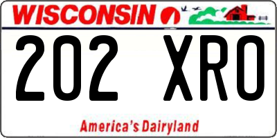 WI license plate 202XRO