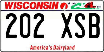 WI license plate 202XSB