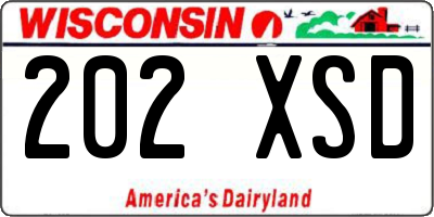 WI license plate 202XSD