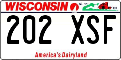 WI license plate 202XSF