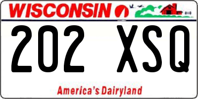 WI license plate 202XSQ