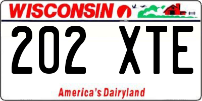 WI license plate 202XTE