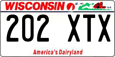 WI license plate 202XTX