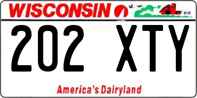 WI license plate 202XTY