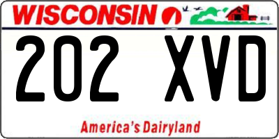 WI license plate 202XVD