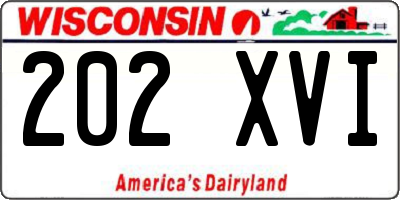WI license plate 202XVI