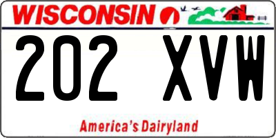 WI license plate 202XVW