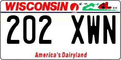 WI license plate 202XWN