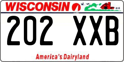 WI license plate 202XXB