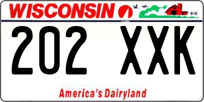 WI license plate 202XXK