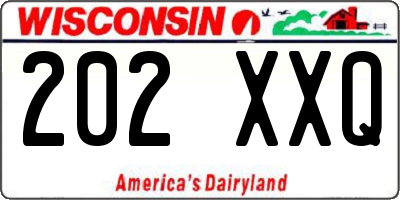 WI license plate 202XXQ
