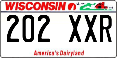 WI license plate 202XXR