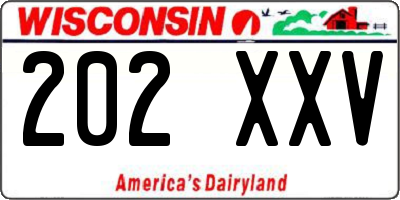 WI license plate 202XXV