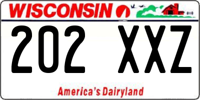 WI license plate 202XXZ