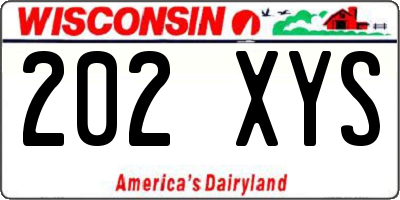 WI license plate 202XYS