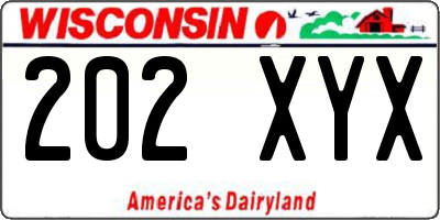 WI license plate 202XYX