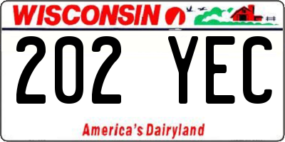 WI license plate 202YEC